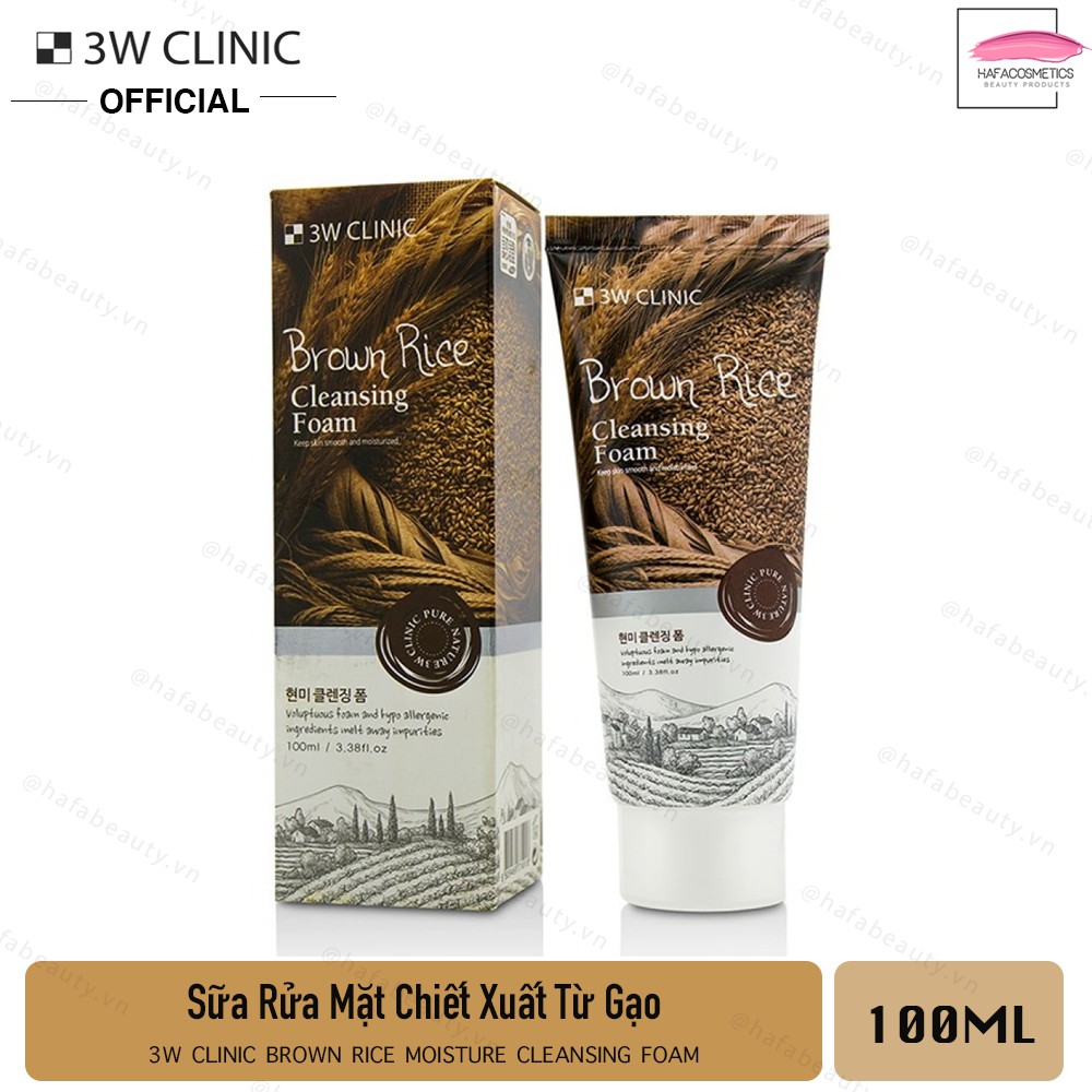 Sữa rửa mặt gạo dưỡng da trắng sáng 3W Clinic Brown Rice Foam Cleansing 100ml