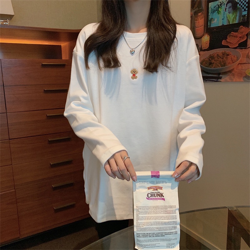 Áo thun tay dài cổ tròn họa tiết độc đáo dễ phối đồ hợp thời trang