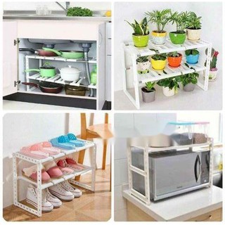 Kệ xếp đa năng để dưới gầm bếp điều chỉnh được chiều dài và vị trí