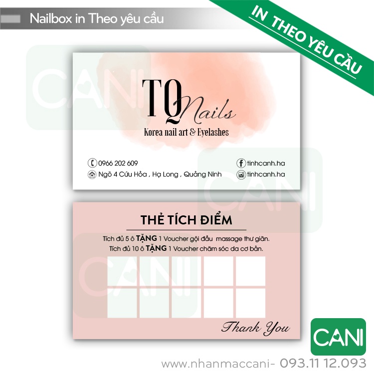 Combo 500 Thẻ tích điểm và 1.000 Tem logo dán In theo yêu cầu Namecard Phiếu giảm giá