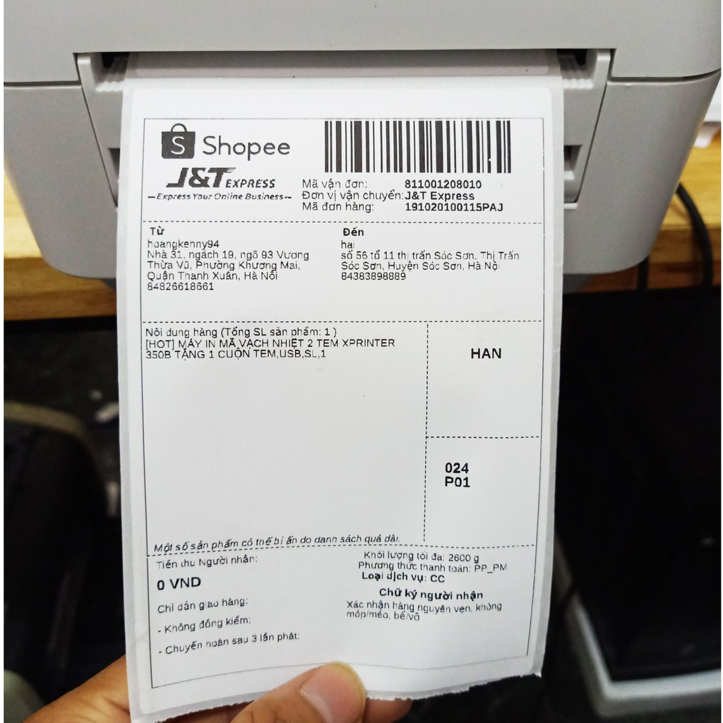 Giấy nhiệt, tem nhiệt in Shopee, tem vận đơn TMĐT, đơn hàng, phiếu giao hàng khổ A6 100x150mm