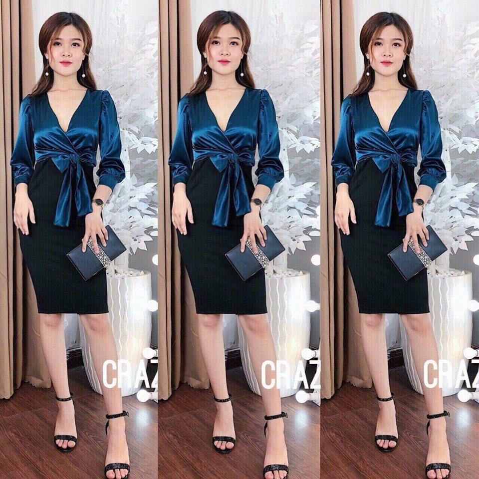 Đầm Body Vai Bồng Phối Nơ FashionKenKen