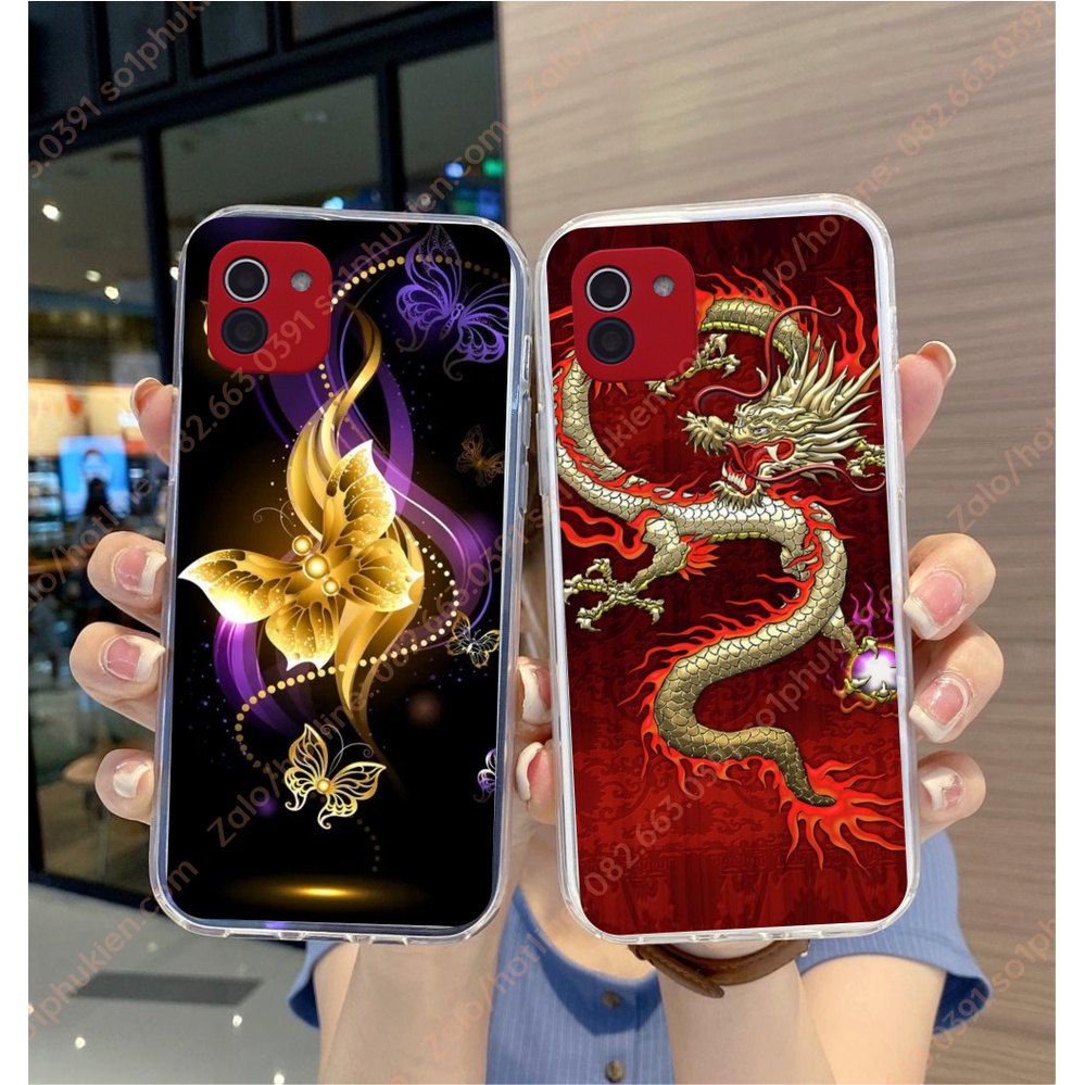 Ốp lưng Samsung A03 dẻo in hình thư pháp, hoa văn đẹp, sắc nét