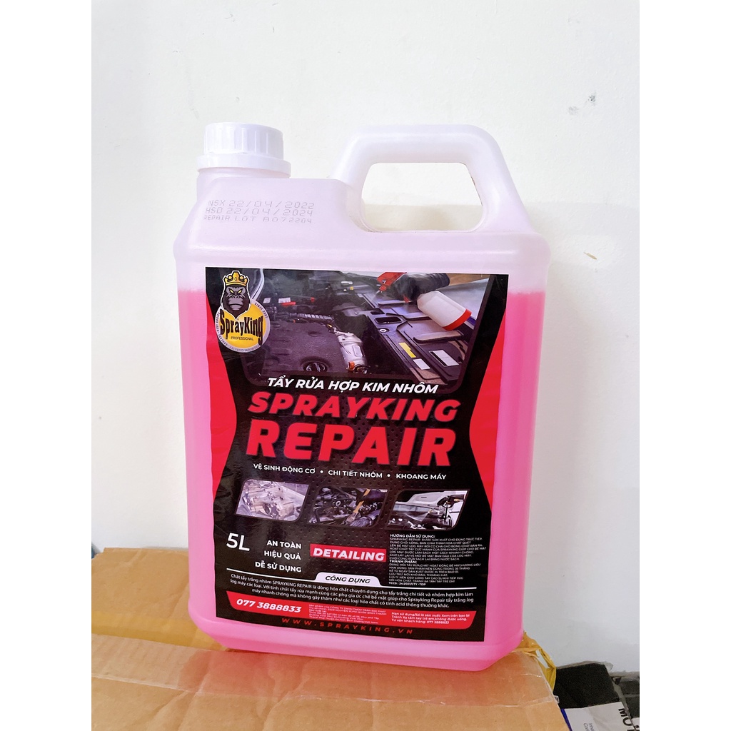 Chai xịt tẩy rửa hợp kim nhôm, tẩy lốc máy, đầu bò, dàn chân xe máy SprayKing REPAIR 0,5 Lít