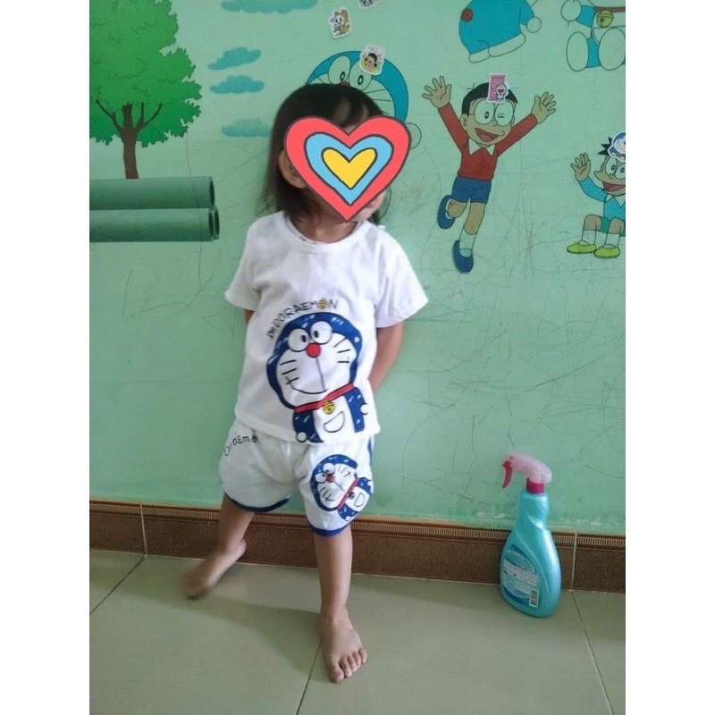 Bộ quần áo bé trai bé gái hoạ tiết doremon
