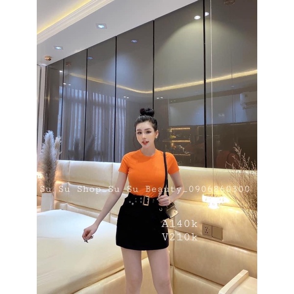 Chân váy jean co giãn kèm đai  xịn mã mới hot trend, có lót quần nhe mn