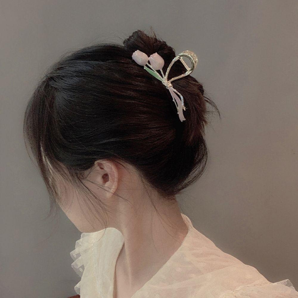 Kẹp Tóc Kim Loại Hình Hoa Tulip / Cua / Cá Mập Phong Cách Vintage Hợp Thời Trang Cho Nữ