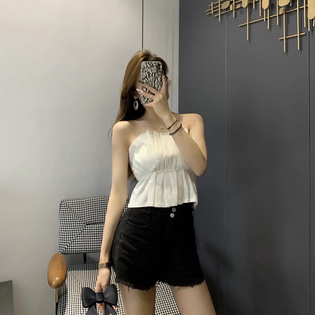 Áo croptop quây ngực ulzzang xếp ly sang chảnh | BigBuy360 - bigbuy360.vn