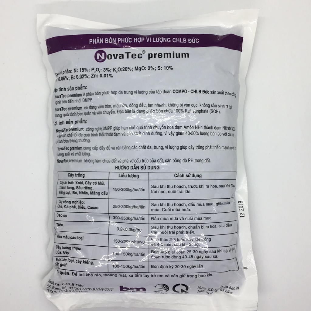 Phân bón Đức Tím NK NovaTec Premium gói 1kg