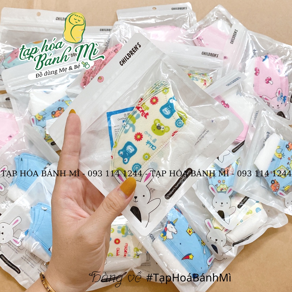 Khẩu trang trẻ em 3D có họa tiết (set 5 - set 10)
