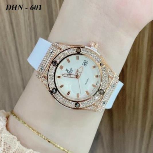 Đồng hồ nữ Hublot HB-34mm mặt tròn đính viền đá dây cao su thơm vani cao cấp DHN601 | BigBuy360 - bigbuy360.vn