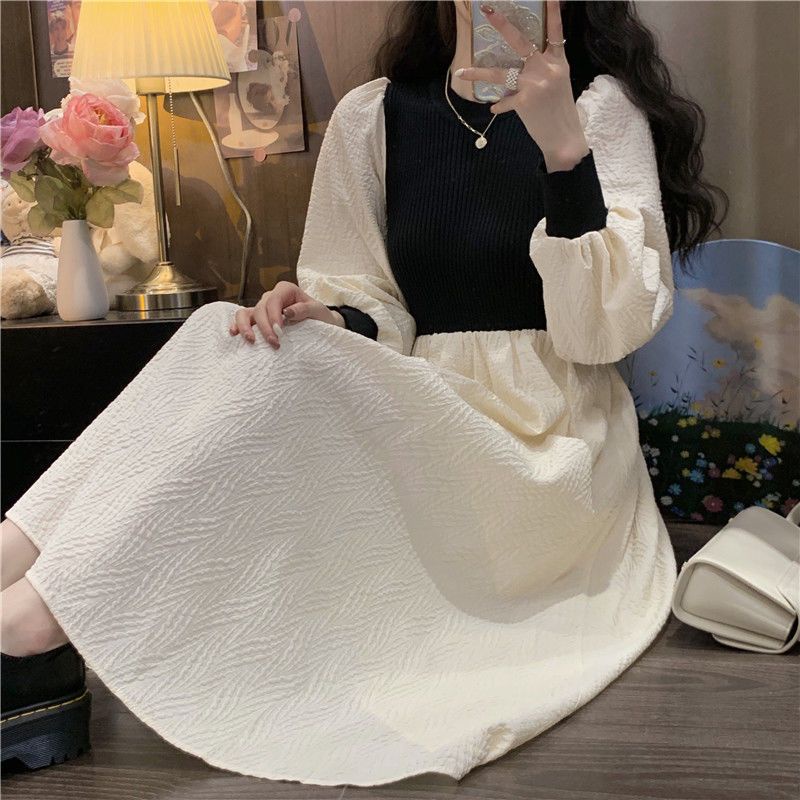 Váy babydoll váy dài đầm babydoll váy dài tay thu đông Đầm Dáng Chữ váy mùa đông váy thu đông A Dáng Rộng Phong Cách Ngọt Ngào Thời Trang Thu Đông Mới Cho Nữ