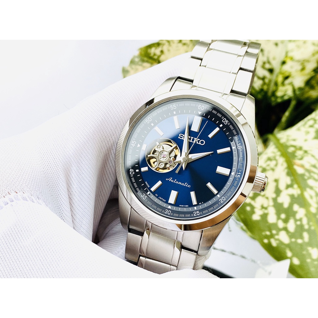 Đồng hồ nam chính hãng Seiko Automatic Open Heart SCVE051- Máy cơ tự động - Kính cứng Bản Nội Địa Nhật Bản