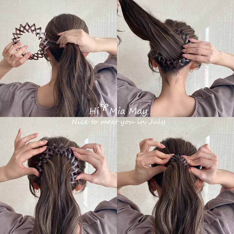 Dây Buộc Tóc Đuôi Ngựa Hình Tổ Chim Cố Định Tóc Đuôi Ngựa Có Thể Thu Gọn Cho Nữ