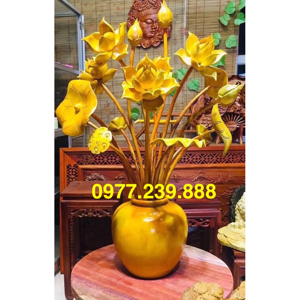 Hoa sen bằng gỗ mít 1 bình