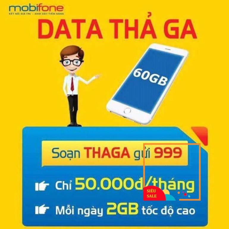 SIM GÓI THAGA Mobi Có 60gb 1 Tháng Chỉ Với 50k