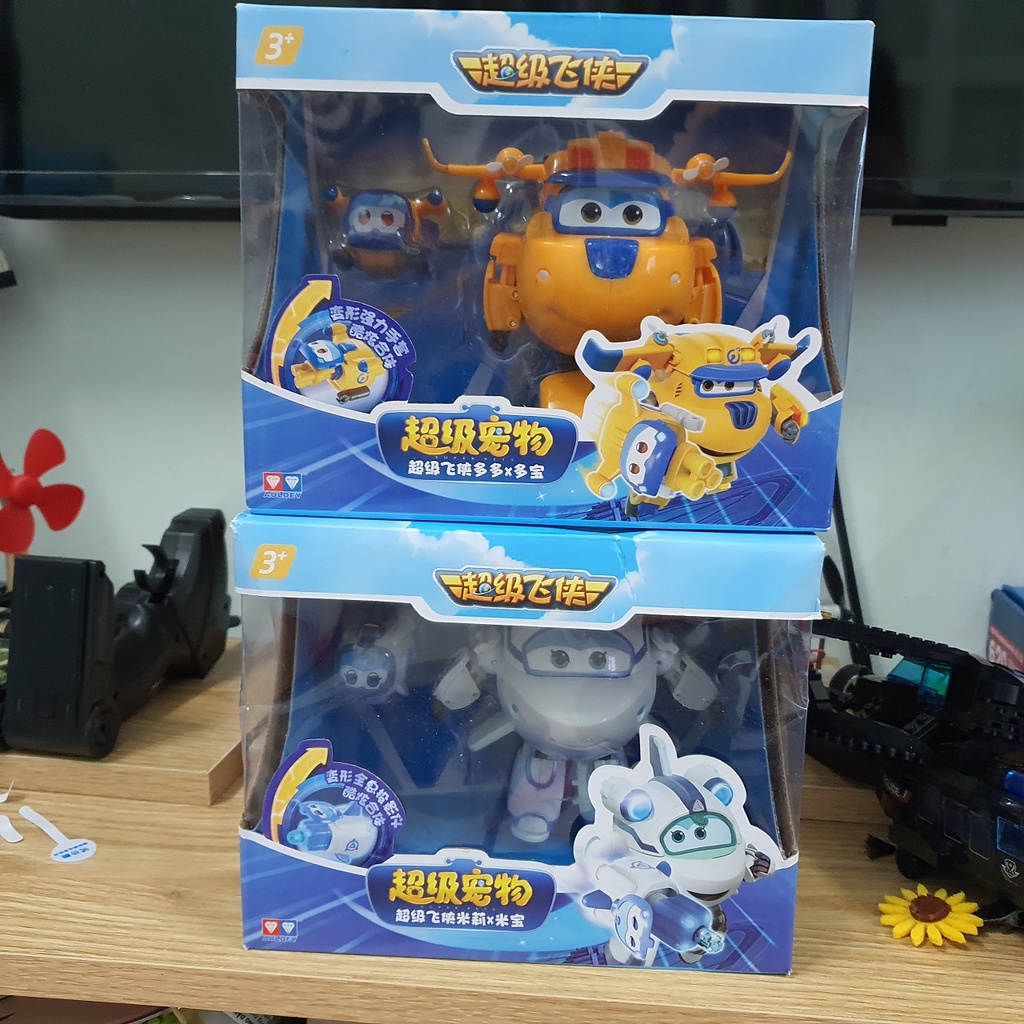 Mô hình super wings Robot biến hình cỡ lớn Donnie kết hợp thú cưng Donn