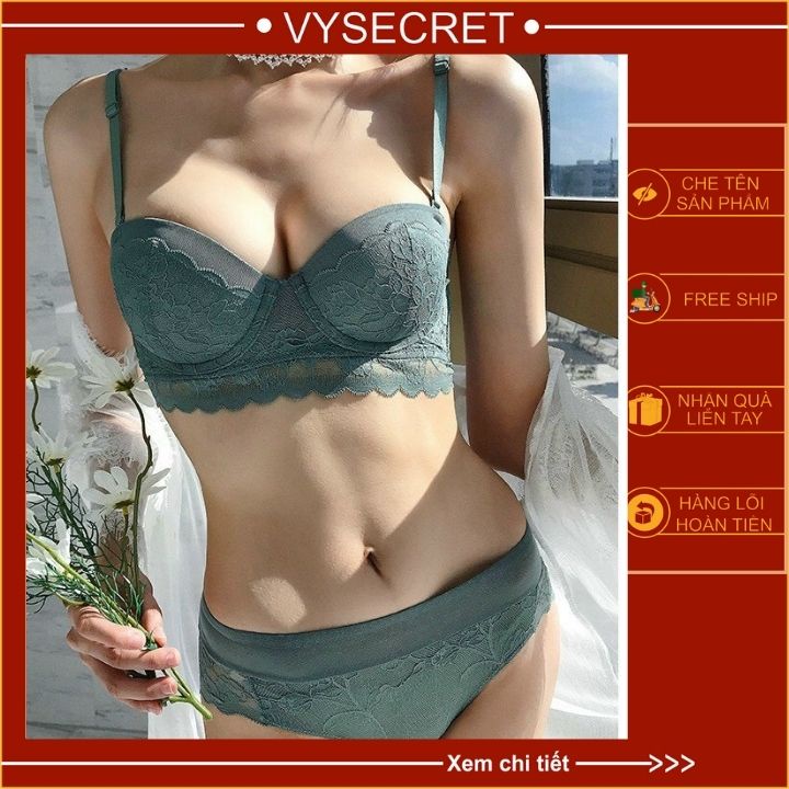 BÔ ĐỒ LÓT Cenka 💥 FEESHIP + MÃ GIẢM GIÁ💥  cup ngang ren bèo có gọng mút nhẹ thoáng mát ,phom ngực siêu đẹp. | BigBuy360 - bigbuy360.vn