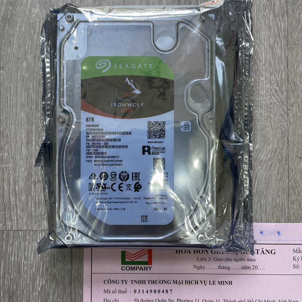 Ổ cứng Seagate Ironwolf 8TB NAS SATA 7200rpm 256MB cache (ST8000VN004) New Chính Hãng