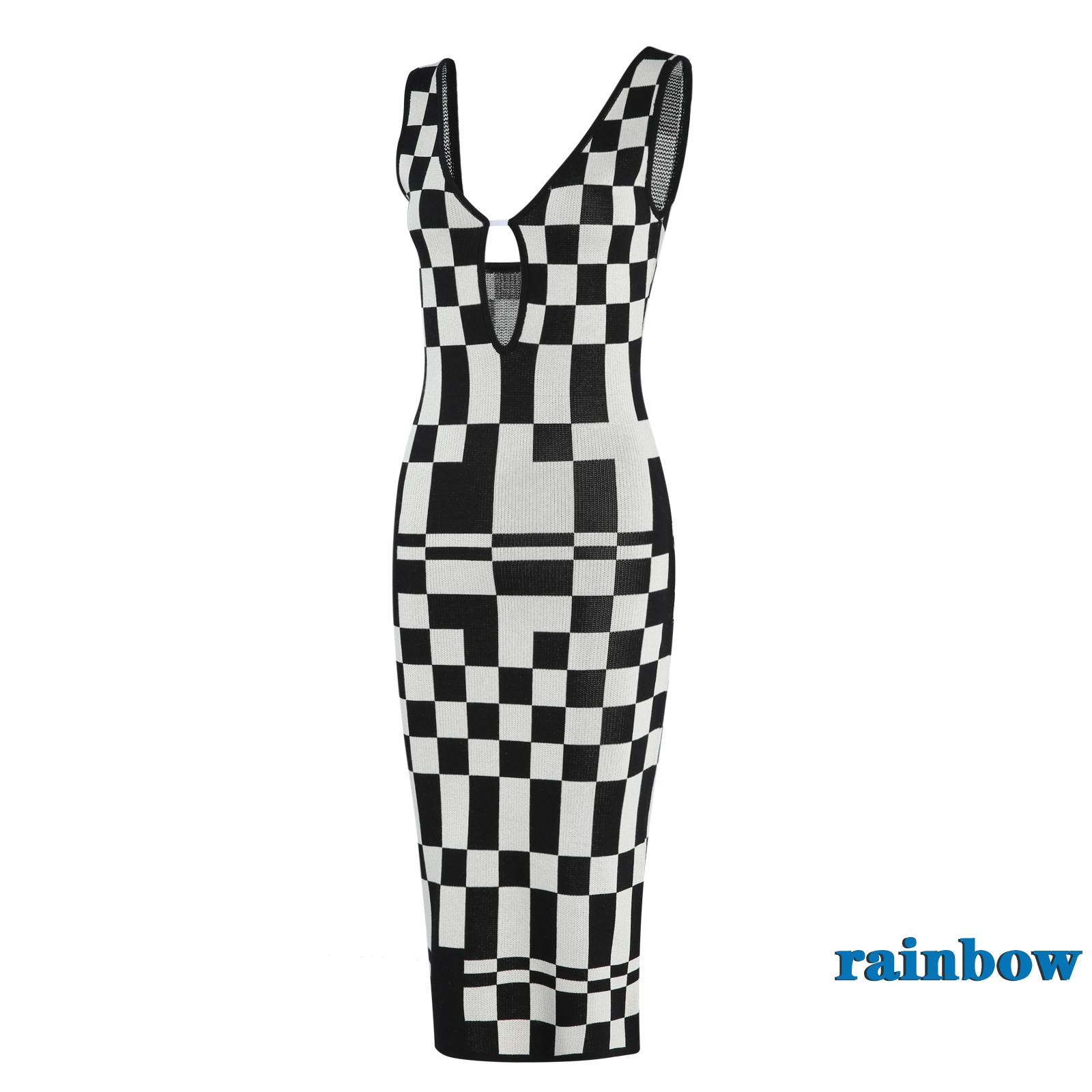 Đầm Nữ Tay Ngắn Cổ Chữ V Họa Tiết Caro Thời Trang Quyến Rũ | BigBuy360 - bigbuy360.vn