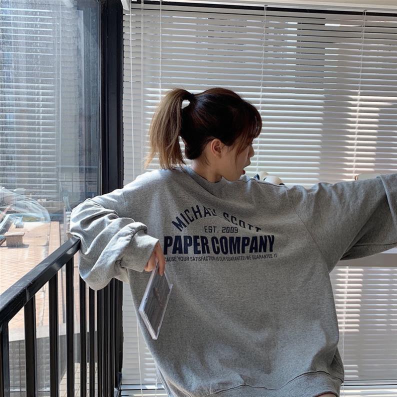 Áo khoác nam nữ thể thao ulzzang Paper company màu xám 🌸 Áo sweater hoodie kiểu dáng thể thao form rộng unisex K33