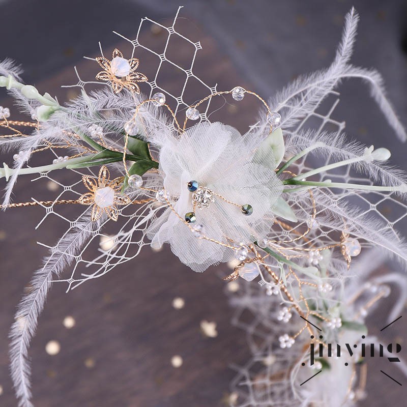 GETNOIVAS Vòng cài tóc kèm hoa và lông vũ xinh xắn cho nữ