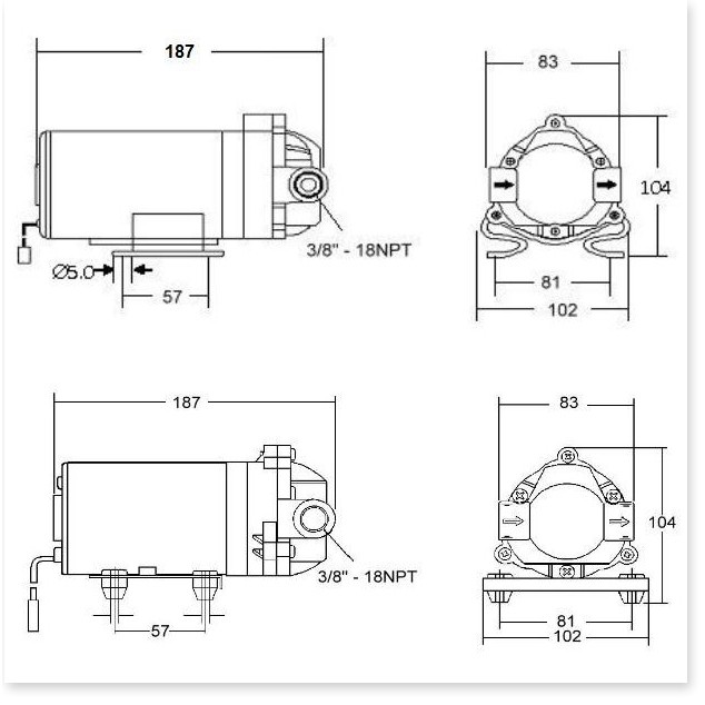 Bơm tăng áp điện áp 24v dùng cho máy lọc nước, máy phun sương, nhập khẩu Taiwan