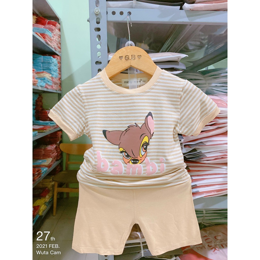 Bộ Cộc Kẻ Cotton Hàng Minky Mom Phiên Bản Hoạt Hình HOT 2021 Unchi Store (QATE269)