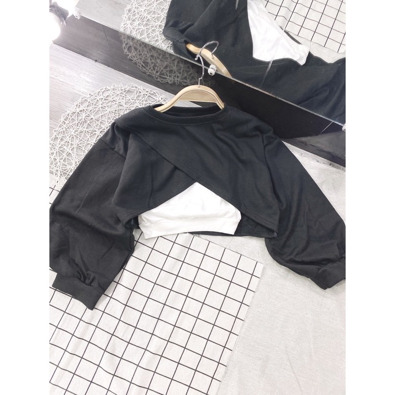 [GIÁ HUỶ DIỆT] Áo Crotop Tay Bồng Kèm Áo Trong Rời- Set 2 Món Chất Coton Co Dãn (có video ảnh thật) | BigBuy360 - bigbuy360.vn