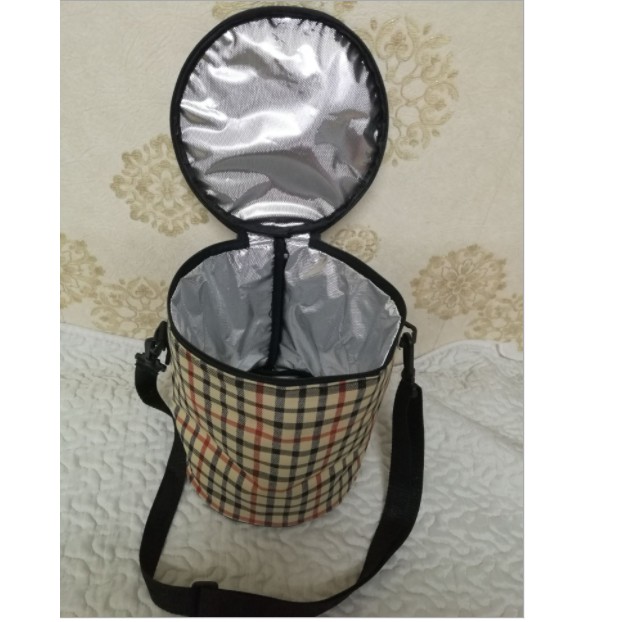 CaMen Hộp Đựng Cơm 3 Ngăn Giữ Nhiệt Inox 304 Kèm Túi Giữ Nhiệt Caro Có Khóa Kéo Chắc Chắn