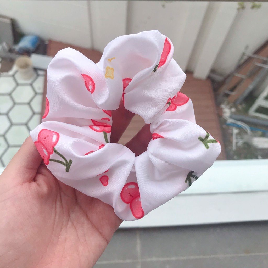 [ Ảnh Thật] Cột Tóc Vải Scrunchies Cherry