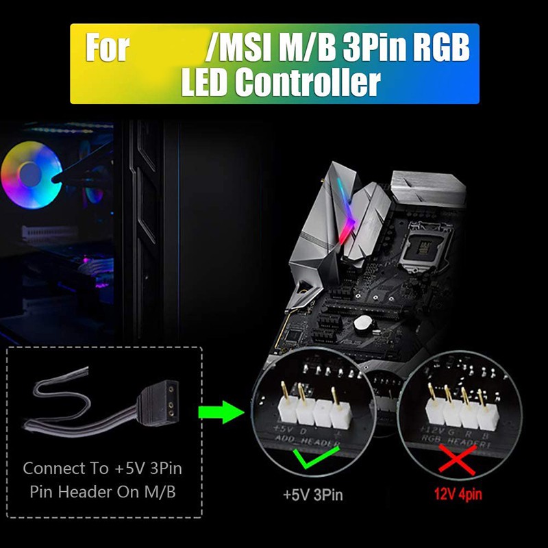 Bộ Chia Cổng 12 Cổng 5v 3 Pin Argb Hub Rgb Led Cho Asus / Msi 5v 3pin