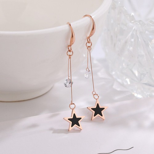 Bông Tai Ngôi Sao Tòn Ten Titan Ko Đen TT 3164