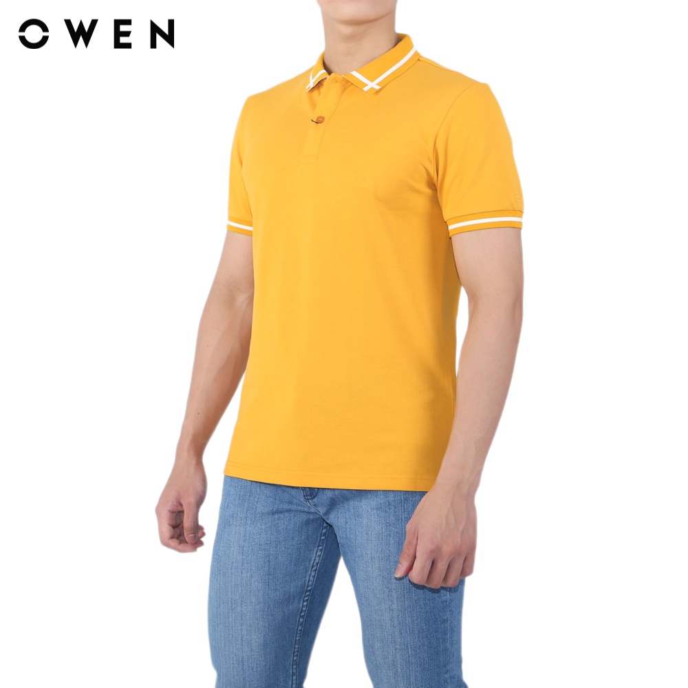 Áo polo ngắn tay Nam Owen Cotton Bodyfit Vàng - APV220296