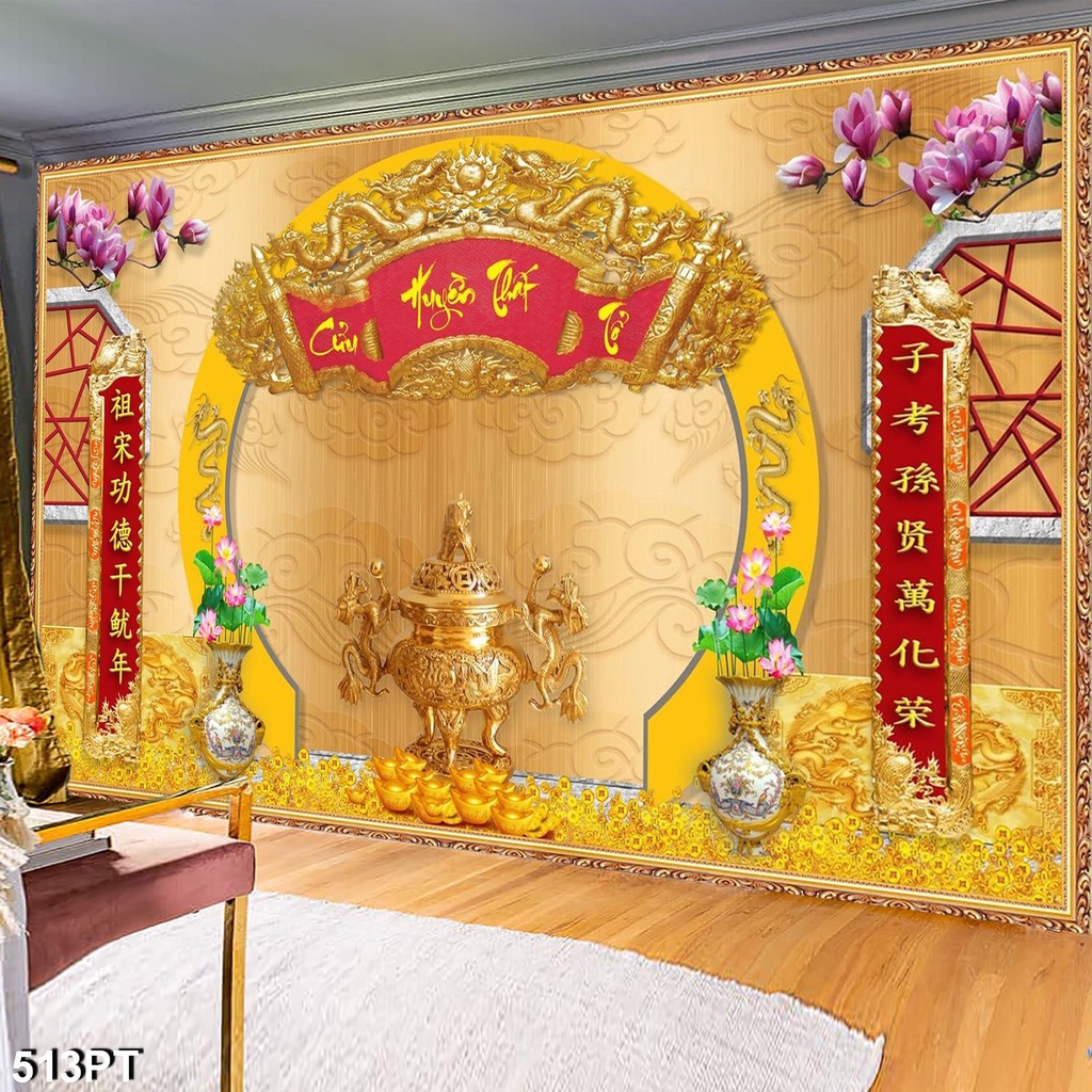 Cửu Huyền Thất Tổ Dán Tường 3D Phòng Thờ