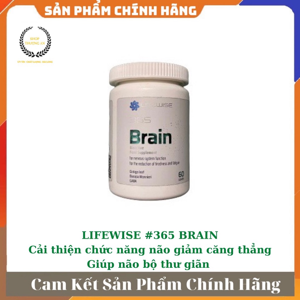 - Thực Phẩm LifeWise #365 Brain - Hỗ trợ Cải thiện chức năng não và giảm căng thẳng thần kinh - Hộp 60 viên