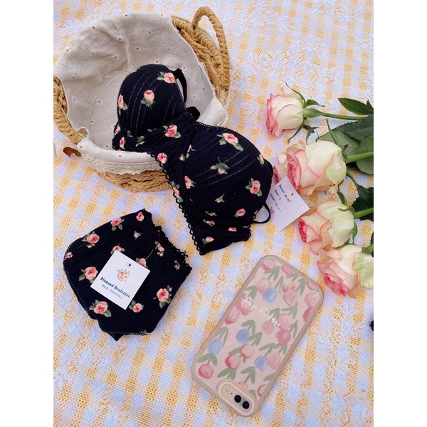 BỘ ĐỒ LÓT COTTON HOA HỒNG CÓ GỌNG, KHÔNG GỌNG, CÓ MÚT NÂNG