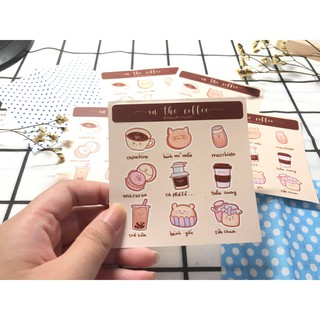 Sticker In The Coffee dễ thương style Hàn Quốc độc quyền vẽ bởi artist Huyền | Little Memory