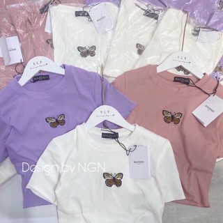 🔅Áo Croptop Thêu Bướm