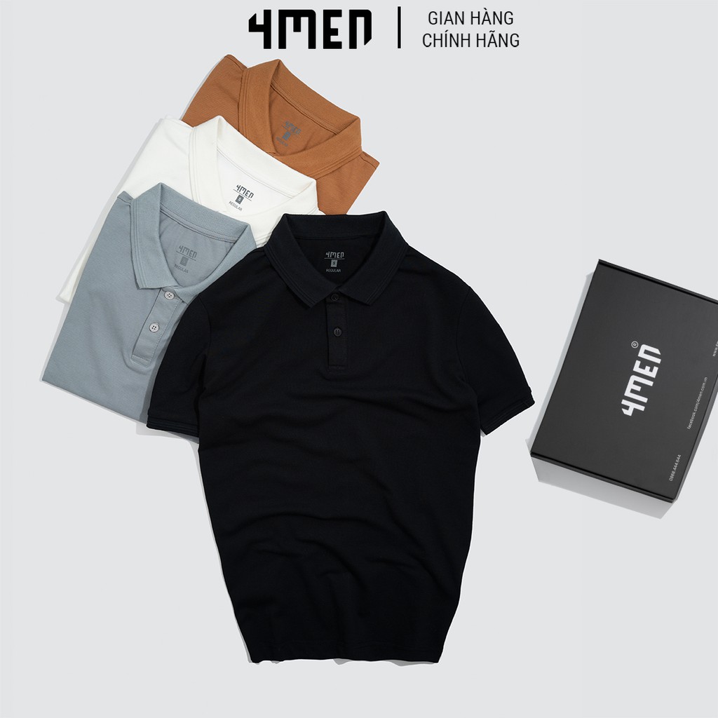 Áo thun polo nam trơn 4MEN PO035 có cổ bẻ, ngắn tay, bo tay, vải thun cá sấu cao cấp | BigBuy360 - bigbuy360.vn