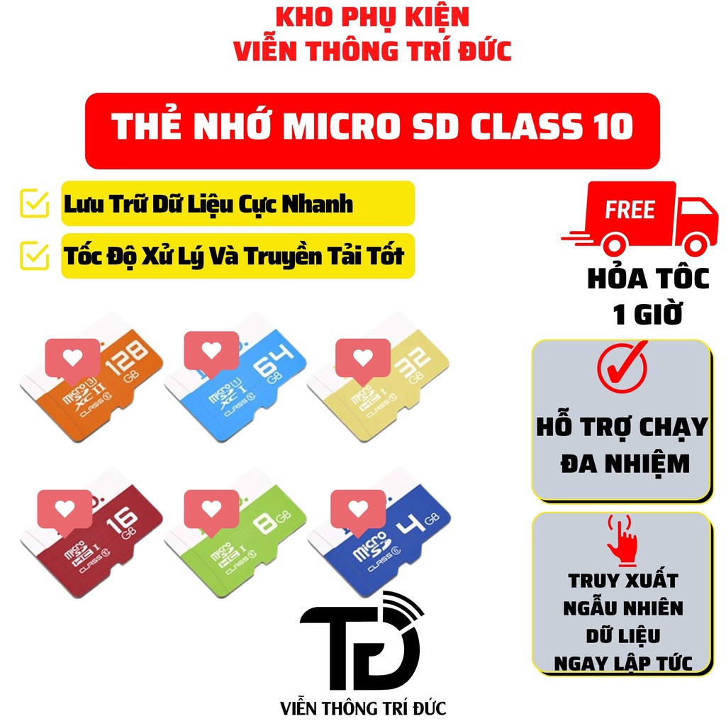 Thẻ Nhớ Micro SD Ho.co/ Lanex Class 10 - Tốc Độ 90MB /Giây - 4Gb/8Gb/16Gb/32Gb/64Gb/128Gb Phù hợp Gắn Camera, điện thoại