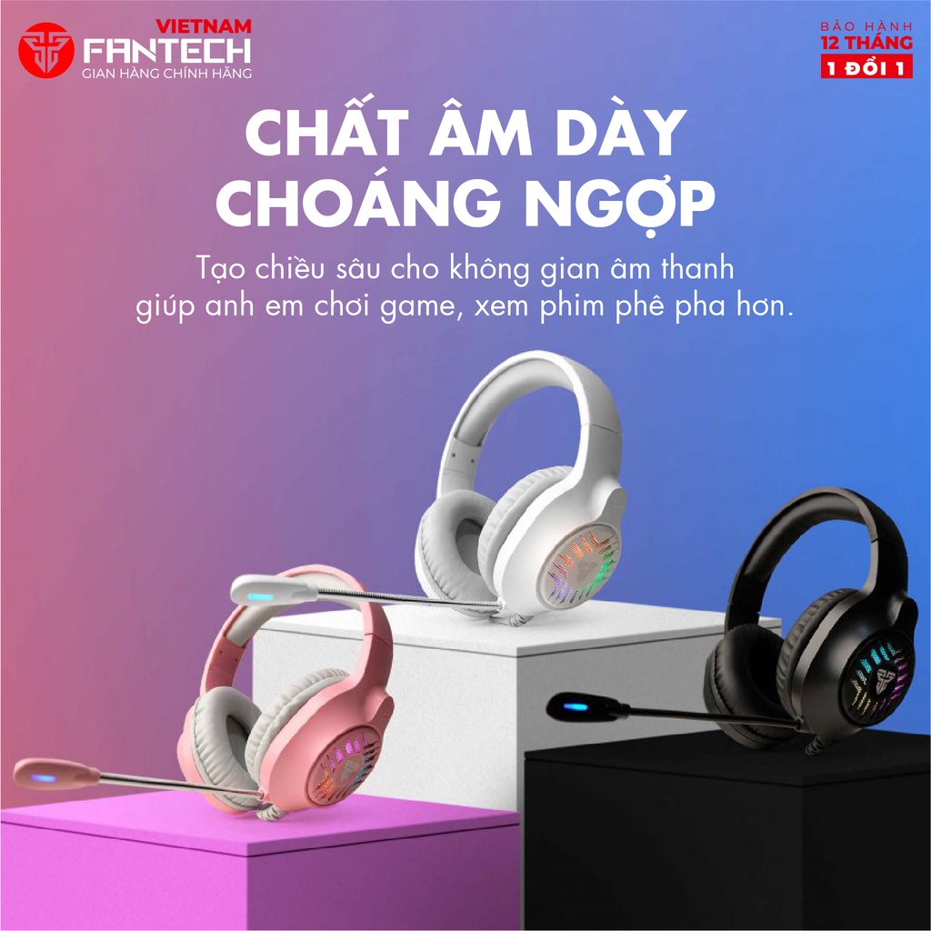 Tai Nghe Gaming FANTECH MH87 Đèn LED RGB, Micro Chống Ồn - Chân Cắm USB + 3.5mm - Hàng Phân Phối Chính Hãng