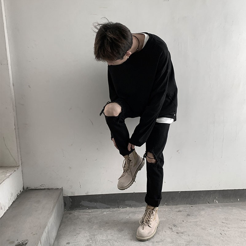 Quần Jeans Dài Rách Gối Thời Trang Cá Tính Dành Cho Nam | BigBuy360 - bigbuy360.vn
