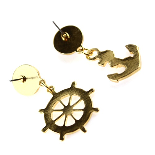 Cặp khuyên tai thiết kế bánh lái/mỏ neo xinh xắn cá tính dành cho nữ