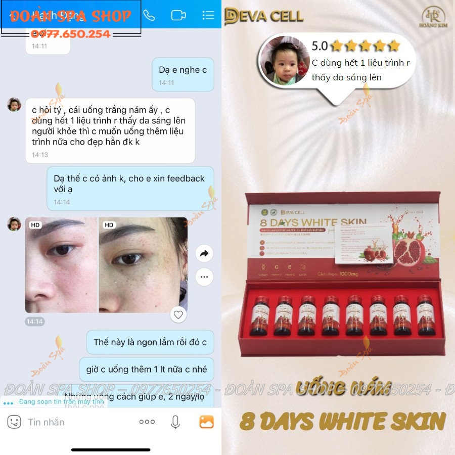 Nước uống trắng da Devacell - 8 Days White Skin Deva Cell