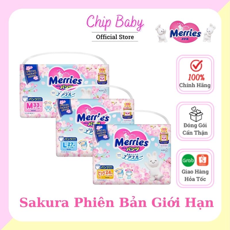 Tã/Bỉm Quần Merries Sakura Phiên Bản Giới Hạn size M33/L27/XL24