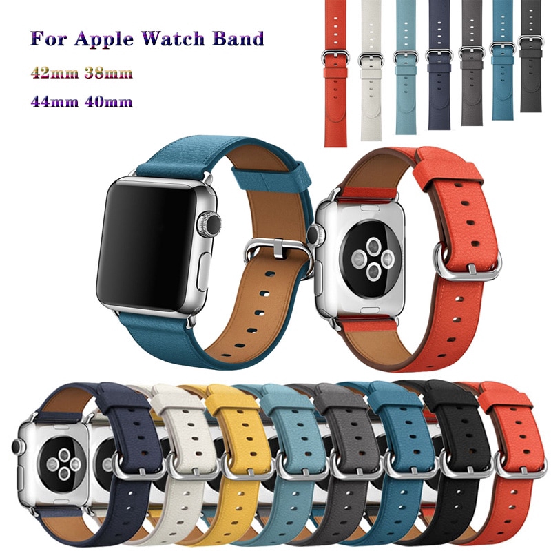 Dây đeo bằng da họa tiết quả vải 44 40 42 38 MM cho IWatch Series 1 2 3 4