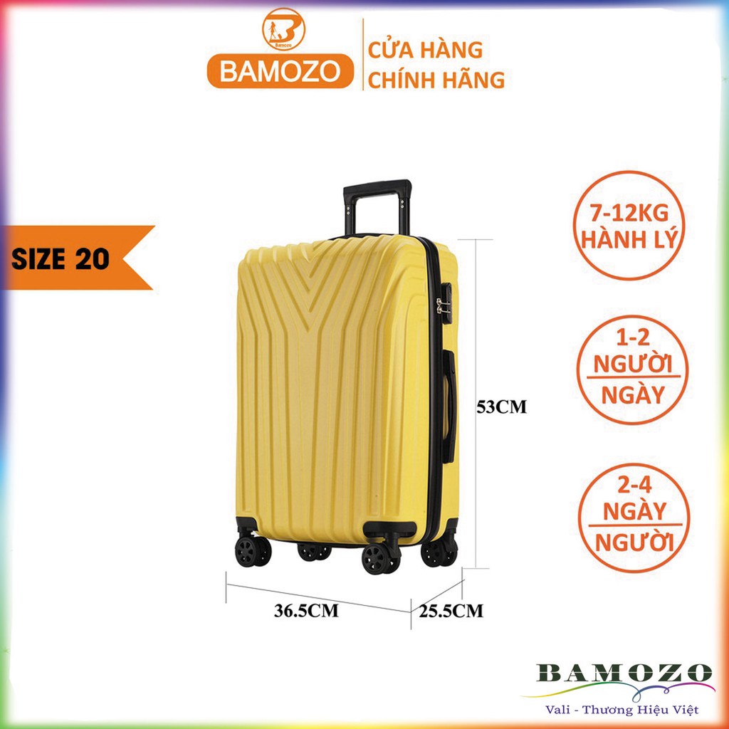 [GIÁ HỦY DIỆT] Vali Du Lịch Khóa Kéo Bamozo Jessie - Vali Size 20inch - Chống Va Đập - Trầy Xước - Bảo Hành 5 Năm