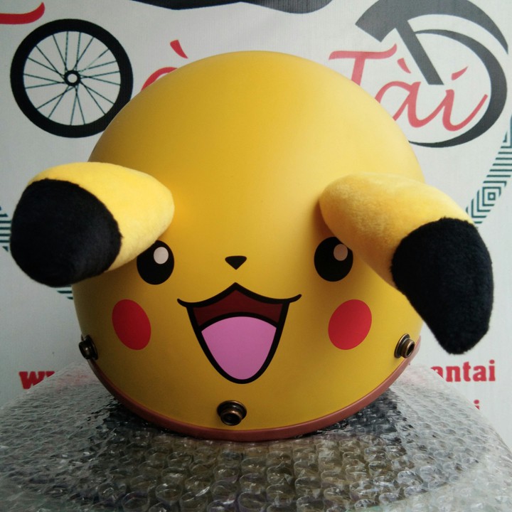 Mũ Bảo Hiểm 3/4 Pikachu Có Tai Siêu Dễ Thương