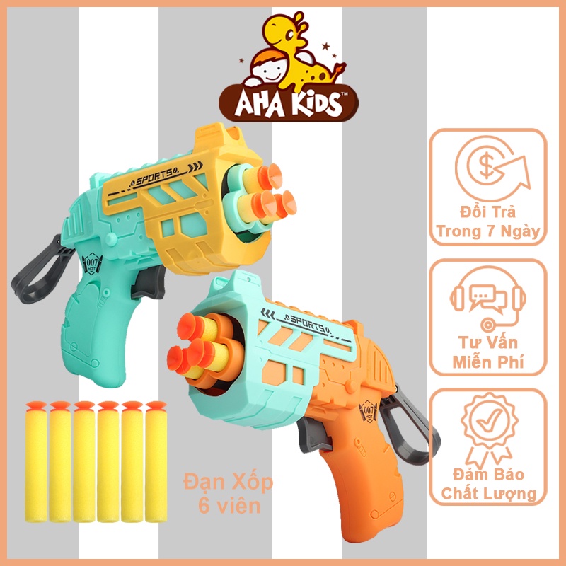 Súng SPORT Đồ Chơi Bắn Viên Mút 2 Màu Xanh và Cam, Đồ Chơi Cho Bé Cực An Toàn, Tặng 6 Viên Xốp Dính, Nhựa ABS